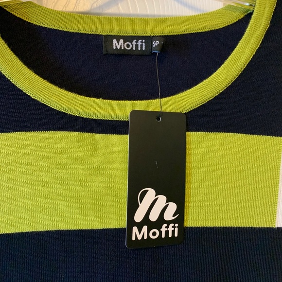 Moffi Sweater in Lime White and Navy - Picture 4 of 5